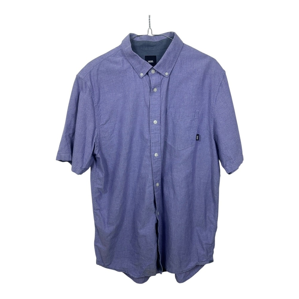 Vans Men's Button-Down Shirt Short Sleeve Purple Large